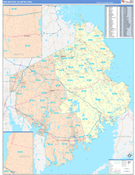 New Bedford Metro Area Wall Map Color Cast Style 2024